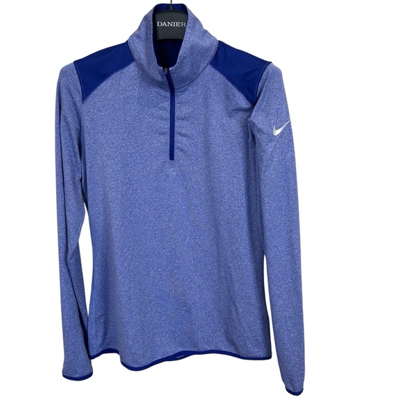 Nike Pullover 1/4 Zip Womens Size Medium Blue Dri Fit Long‎ Sleeve Running - Picture 1 of 8